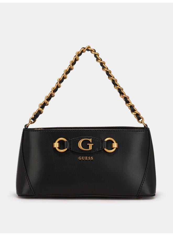 GUESS Amantea Girlfriend Bag with Metal Handle – Black, Eco-Leather Design - Image 1